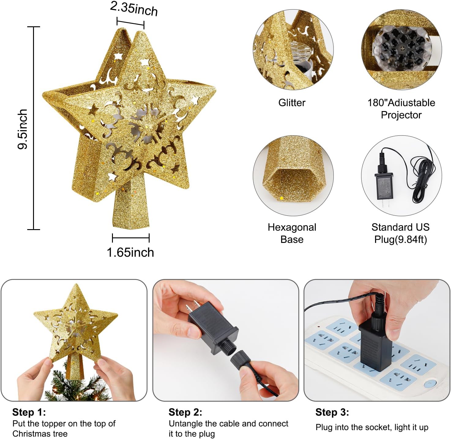 Christmas_Tree_Topper_Star_Lighted_with_LED_Rotating_Silver_Snowflake_Projector,_Plug_in_Christmas_Star_Tree_Topper_Ornament_3D_Glitter_Projection_for_Indoor_Office_Party_Holiday_Xmas_Decorations