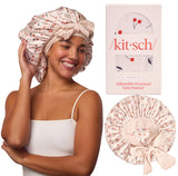 Kitsch XL Satin Bonnet for Sleeping - Softer Than Silk Bonnet For Sleeping Women - Secure Fit, Adjustable, Night Cap For Curly & Textured Hair - Prevents Breakage, Tangles & Thinning