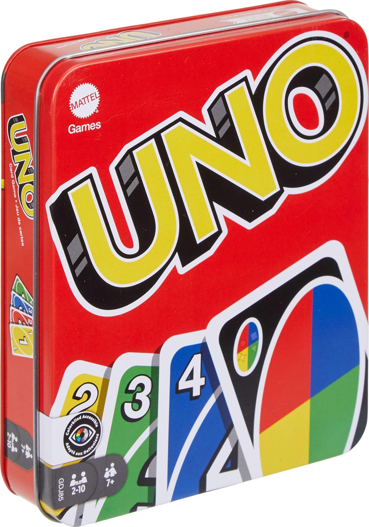 Mattel Games UNO Card Game in Travel &amp;amp; Storage Tin for Kid, Adult &amp;amp; Family Nights &amp;amp; Parties, Color Blind Accessible &amp;amp; Customizable Deck (Amazon Exclusive)