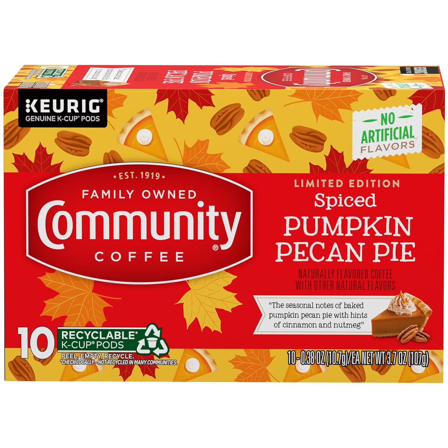 Community_Coffee_Spiced_Pumpkin_Pecan_Pie_Flavored_Coffee_Pods,_10_count,_Medium_Roast_Compatible_with_Keurig_2.0_K-Cup_Brewers_(10_pods)