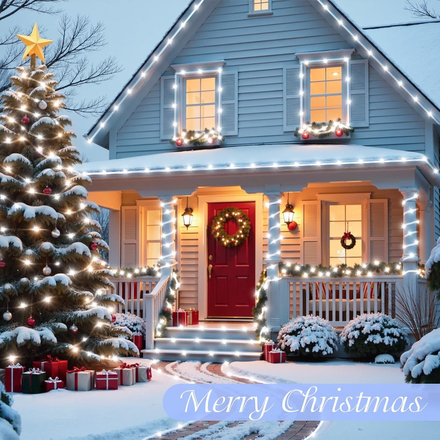 QITONG_White_Solar_Christmas_Lights,_2_Pack_Each_33ft_100LED_Rope_Light_Outdoor_Waterproof,_8_Modes_Fairy_Lights_in_Clear_Thin_Tube