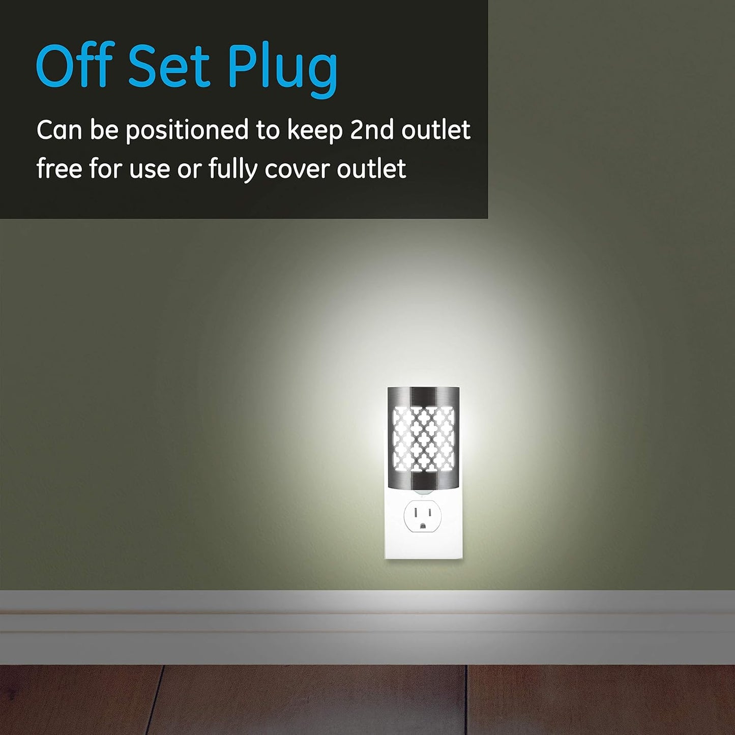 GE_CoverLite_LED_Night_Light,_Plug-in,_Dusk_to_Dawn_Sensor,_Home_Decor,_LED_Lights_for_Bedroom,_Bathroom,_Kitchen,_Hallway,_2_Pack,_46815,_Brushed_Nickel_|_Moroccan