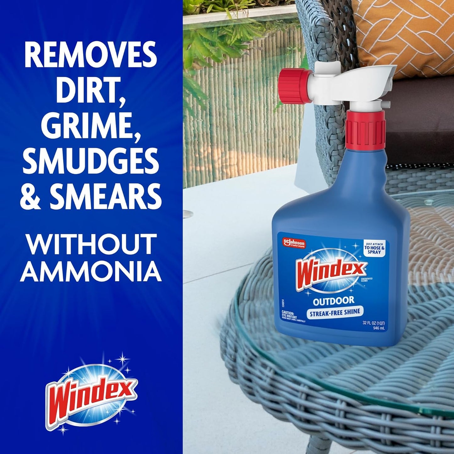 Windex_Outdoor_Window_and_Glass_Cleaner_for_Hose_Ammonia_Free,_Concentrated_Formula_for_Deep_Outdoor_Clean,_Patio_Cleaner,_Compatible_With_All_Hoses,_32_Fl_Oz_(Pack_of_2)