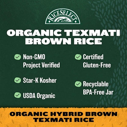 RiceSelect_Organic_Texmati_Brown_Basmati_Rice,_Premium_Non-GMO_Gluten-Free_Long-Grain_Brown_Rice,_32-Ounce_Jar
