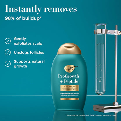 OGX_ProGrowth_+_Peptide_Clarifying_Shampoo,_Gentle_Exfoliating_Scalp_Shampoo_Supports_Natural_Hair_Growth_by_Removing_Scalp_Build-Up,_1.5%_Mandelic_Acid,_13_fl._oz