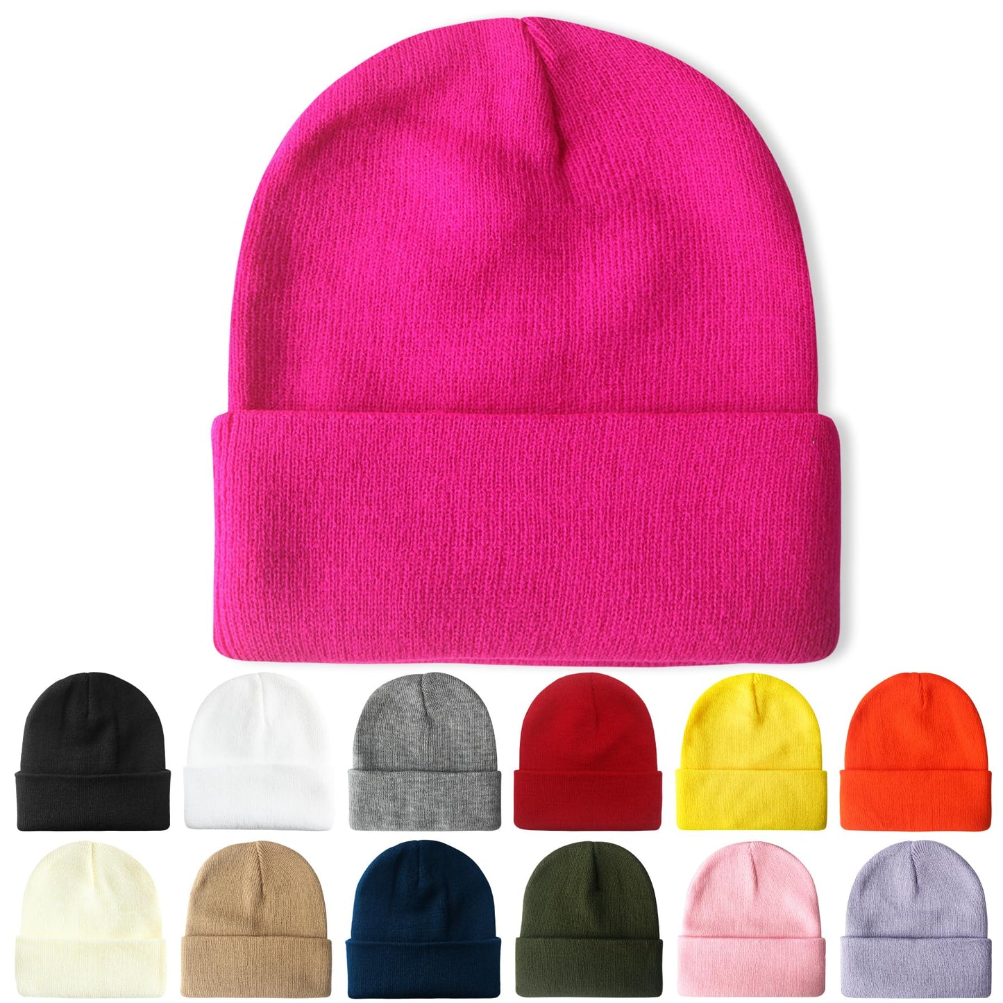 PFFY Beanie for Men Women Unisex Knit Cuffed Plain Winter Beanies Hats Skull Cap