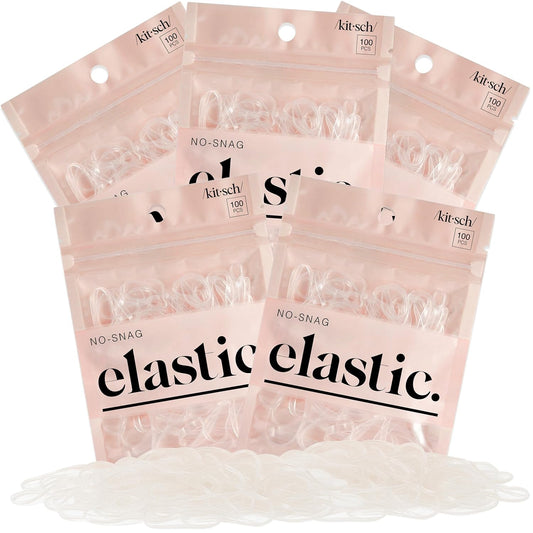 Kitsch_Hair_Ties_No_Damage_for_Kids,_Teens_and_Women_-_Rubber_Bands_for_Hair_Styling_|_No_Snag_Hair_Elastics_|_Daily_Hair_Accessories_|_Ideal_Gifts_for_Women_-_500pcs_(Clear)