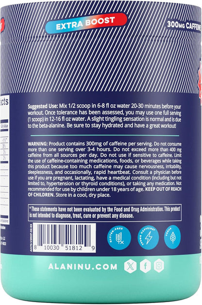 Alani_Nu_Pre_Workout+_Powder_Rocket_POP,_Extra_Boost,_Sugar_Free,_300mg_Caffeine,_L-Theanine,_Beta-Alanine,_Citrulline,_30_Servings