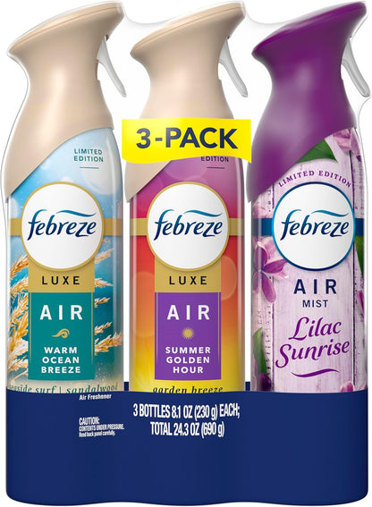 Febreze_Air_Mist,_Air_Freshener,_Odor_Fighting_Room_Spray,_Deodorizer_for_Home_Bathroom_Kitchen_Office_Apartment,_Lilac_Sunrise,_Warm_Ocean_Breeze,_Summer_Golden_Hour_Variety_Pack,_8.1oz_(Pack_of_3)