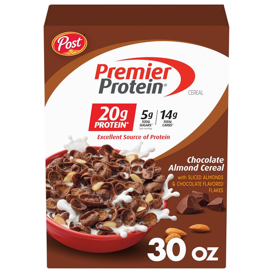 Post_Premier_Protein_Chocolate_Almond_Cereal,_Chocolatey_Protein_Cereal_Flakes_with_Sliced_Almonds,_Contains_20g_of_Protein_Per_Serving,_30_OZ_Box