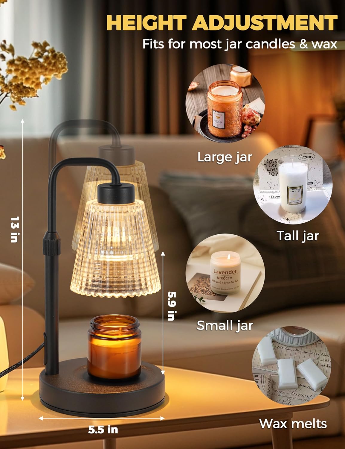 GODONLIF_Candle_Warmer_Lamp_with_Timer,_Birthday_Gifts_for_Women_Home_Decor_|_24h_Cycle_Timer_Dimmable_Wax_Melt_Warmer_with_2_Bulbs,_Fall_Decor_for_Home_Living_Room_Halloween_Decorations_Gifts_for_Mom