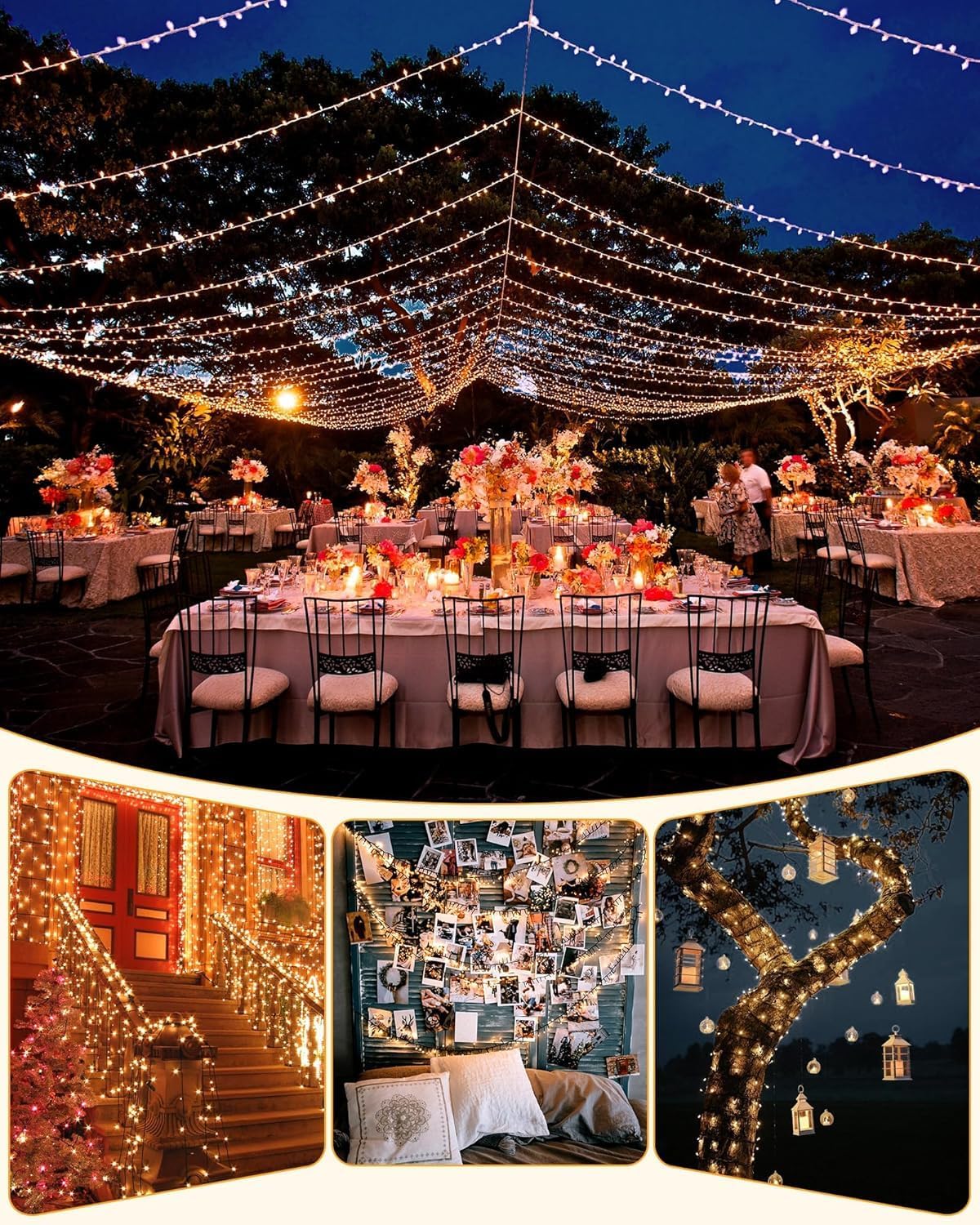 Brightown_2_Pack_Solar_Christmas_String_Lights_Outdoor,_Total_144Ft_400_LED_Twinkle_Fairy_Lights_Waterproof_with_8_Modes_Auto_On/Off_for_Patio_Tree_Garden_Party_Home_Wedding_Decorations_(Warm_White)