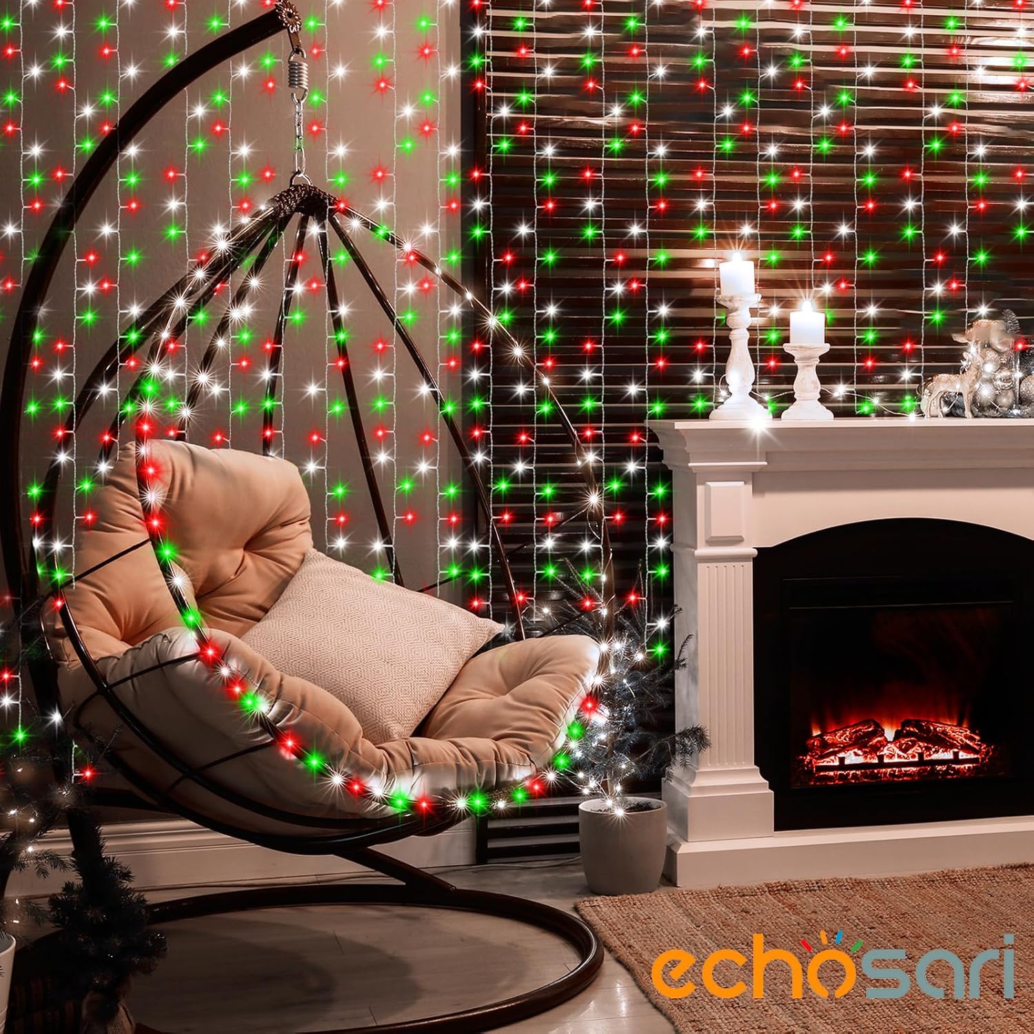 echosari_Red_White_and_Green_Christmas_Curtain_Lights_Battery_Operated,_300_LED_Fairy_Curtain_Lights_9.8Ft_x_9.8Ft_Hanging_Lights_with_Remote_Timer_for_Party_Holiday_Garden_Yard_Decor