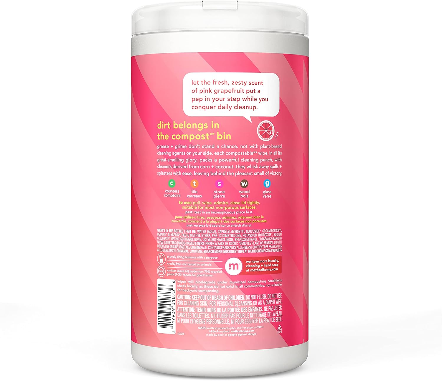 Method_All-Purpose_Cleaning_Wipes,_Pink_Grapefruit,_Multi-Surface,_Compostable,_70_Count_(Pack_of_3)