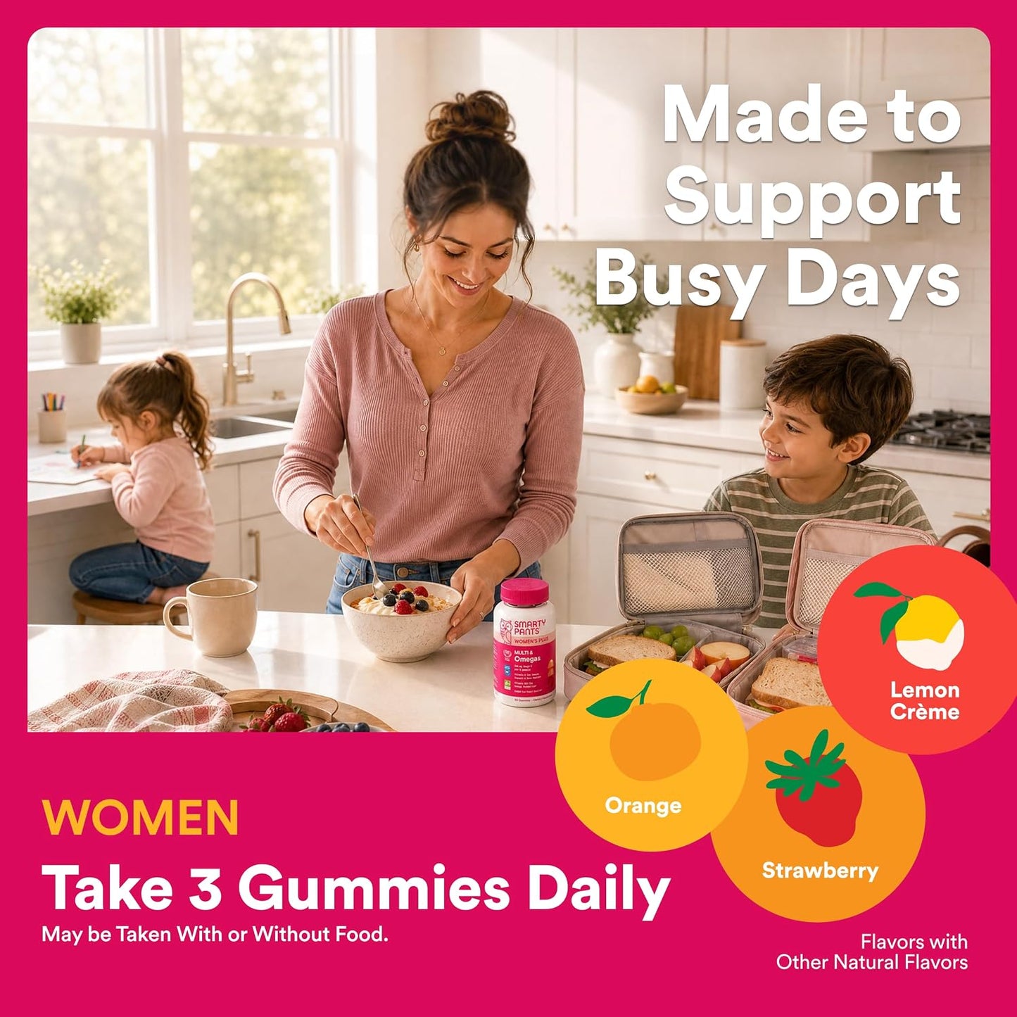 SmartyPants_Women's_Multivitamin_Gummies,_Omega_3_DHA/EPA,_Methylfolate,_CoQ10,_Vitamin_D3,_C,_B12,_B6,_A,_K,_Zinc,_Three_Fruit_Flavors,_90_Count_(30_Day_Supply)
