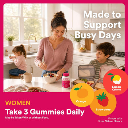 SmartyPants_Women's_Multivitamin_Gummies,_Omega_3_DHA/EPA,_Methylfolate,_CoQ10,_Vitamin_D3,_C,_B12,_B6,_A,_K,_Zinc,_Three_Fruit_Flavors,_90_Count_(30_Day_Supply)
