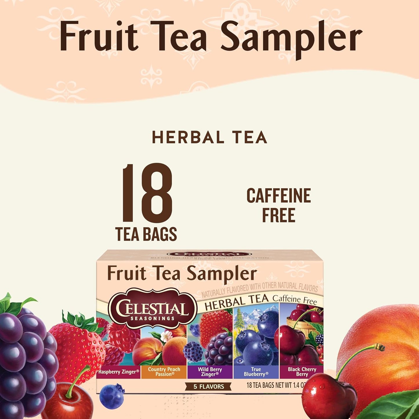Celestial_Seasonings_Fruit_Tea_Sampler_Herbal_Tea_Variety_Pack,_Caffeine_Free,_18_Tea_Bags_Per_Box
