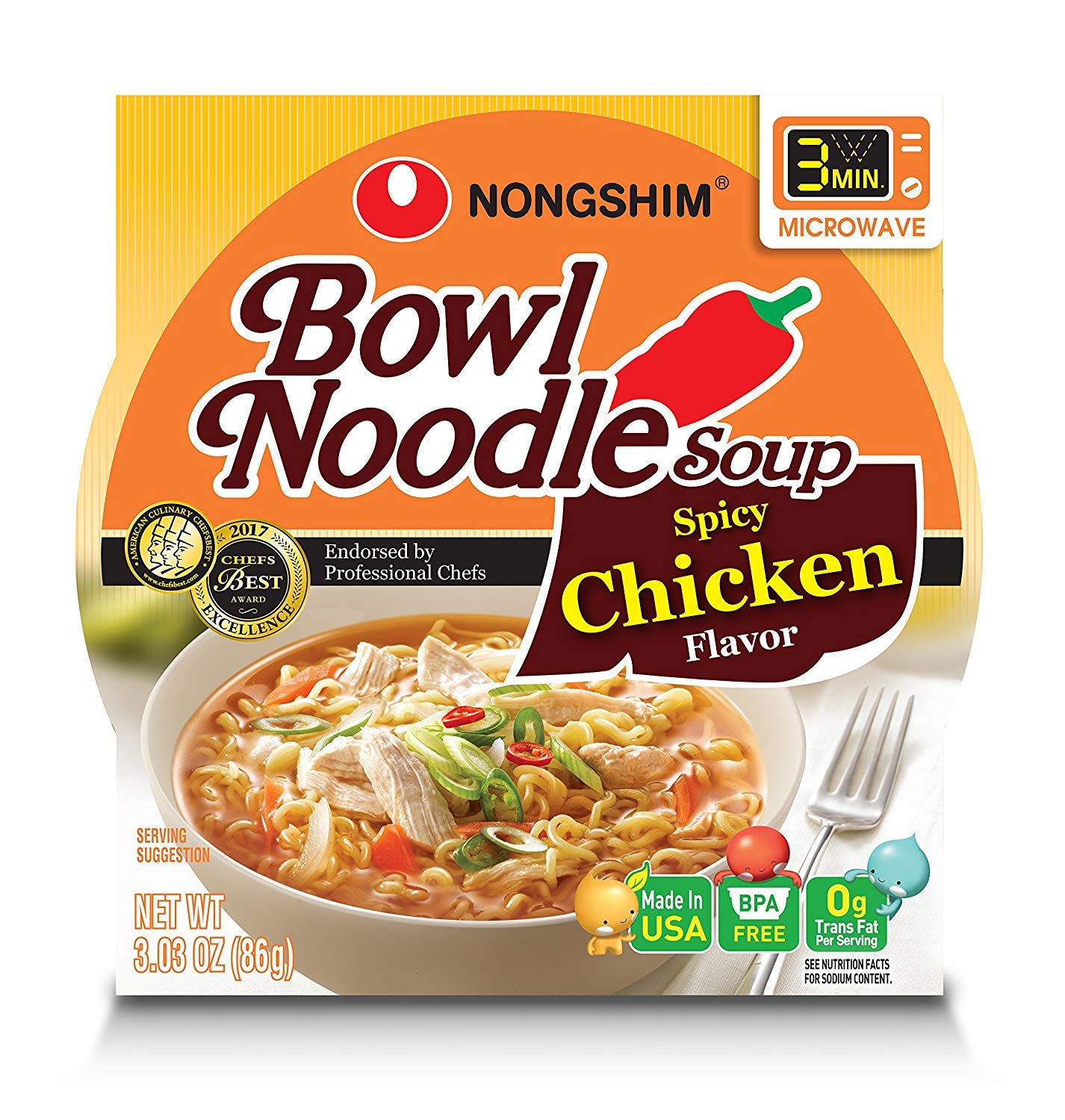 Nongshim_Ramen_Noodles,_Gourmet_Instant_Ramen_bowl,_Premium_Microwavable_Noodle_Soup,_Spicy_Chicken,_3.03_Ounce