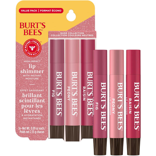 Burt's_Bees_Lip_Shimmer_Nude_Collection,_Tinted_Lip_Balm_Stick,_Moisturizing_for_All_Day_Hydration_with_Natural_Glowy_Pigmented_Finish_&_Buildable_Color,_3_Warm_Shades;_Value_Pack,_3_Tubes_x_0.09_Oz