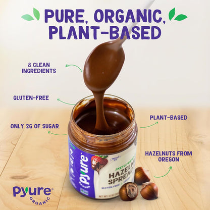 Pyure_Keto_Hazelnut_Chocolate_Spread_|_Sugar-Free,_Low_Carb,_Vegan_Nutella_Alternative_|_2g_Net_Carbs,_Gluten-Free,_Peanut-Free,_Plant-Based,_Non-GMO,_Keto_Snack,_Vegan_Sweets_|_13_oz_Jar