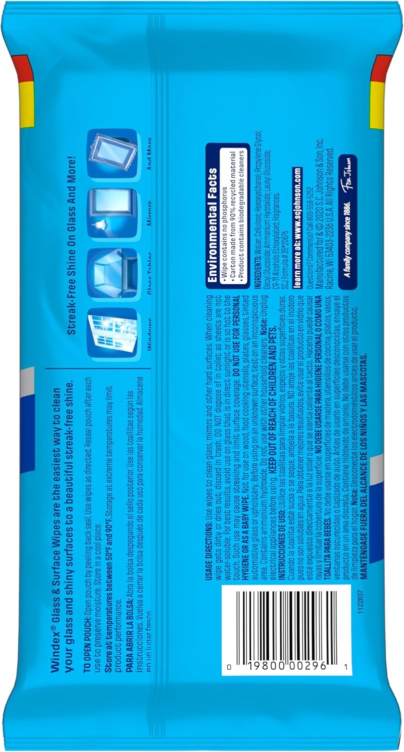 Windex_Wipes_Glass_Cleaning,_Pre-Moistened_Glass_and_Surface_Wipes_to_Clean_Home_Surfaces,_Household_Essentials,_Original_Scent,_38_Count_(Pack_of_1)