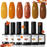 modelones Gel Nail Polish Kit -6 Colors Nude Pink Milky White Spring Gel Polish Set Skin Tones Neutral Brown Soak Off Gel Nail Kit Manicure DIY Nail Art Salon Home Gift