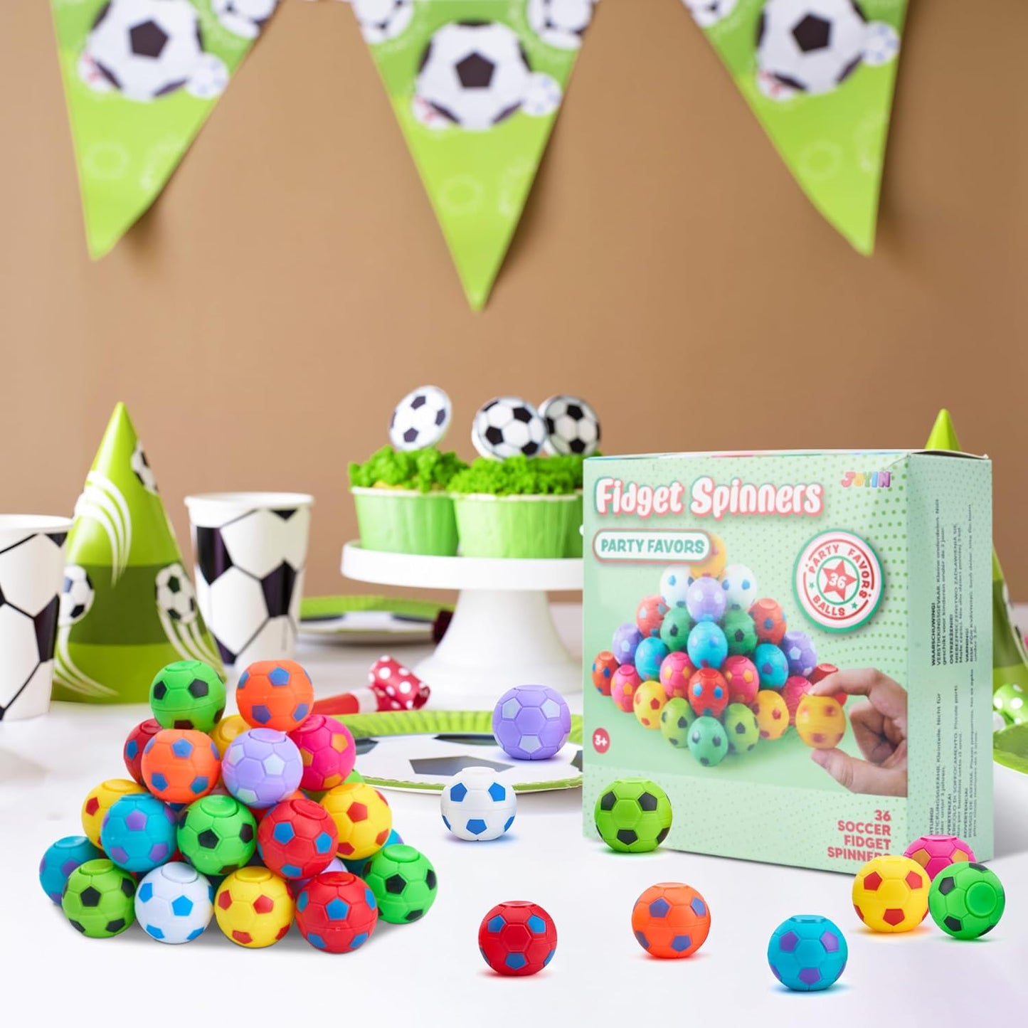JOYIN_36_Pack_Soccer_Fidget_Spinners_for_Kids,_Goodie_Bag_Stuffers_for_Birthday_Party,_Soccer_Party_Favors,_Fidget_Toys_Bulk,_Stress_Balls,_Treasure_Box_for_Classroom