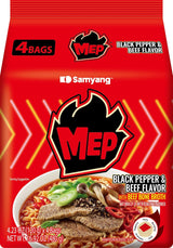 MEP Black Pepper and Beef Flavor, Instant Korean Ramen noodles, Spicy Ramyeon Noodle Soup [4.23 OZ (120g) x 4 Bags]