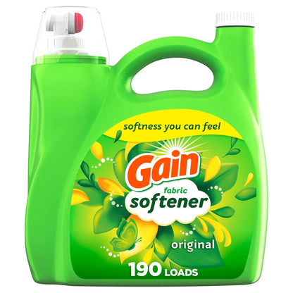 Gain Liquid Fabric Softener, Original Scent, 140 FL OZ, 190 Loads, Liquid Fabric Softener For Soft, Fresh Laundry