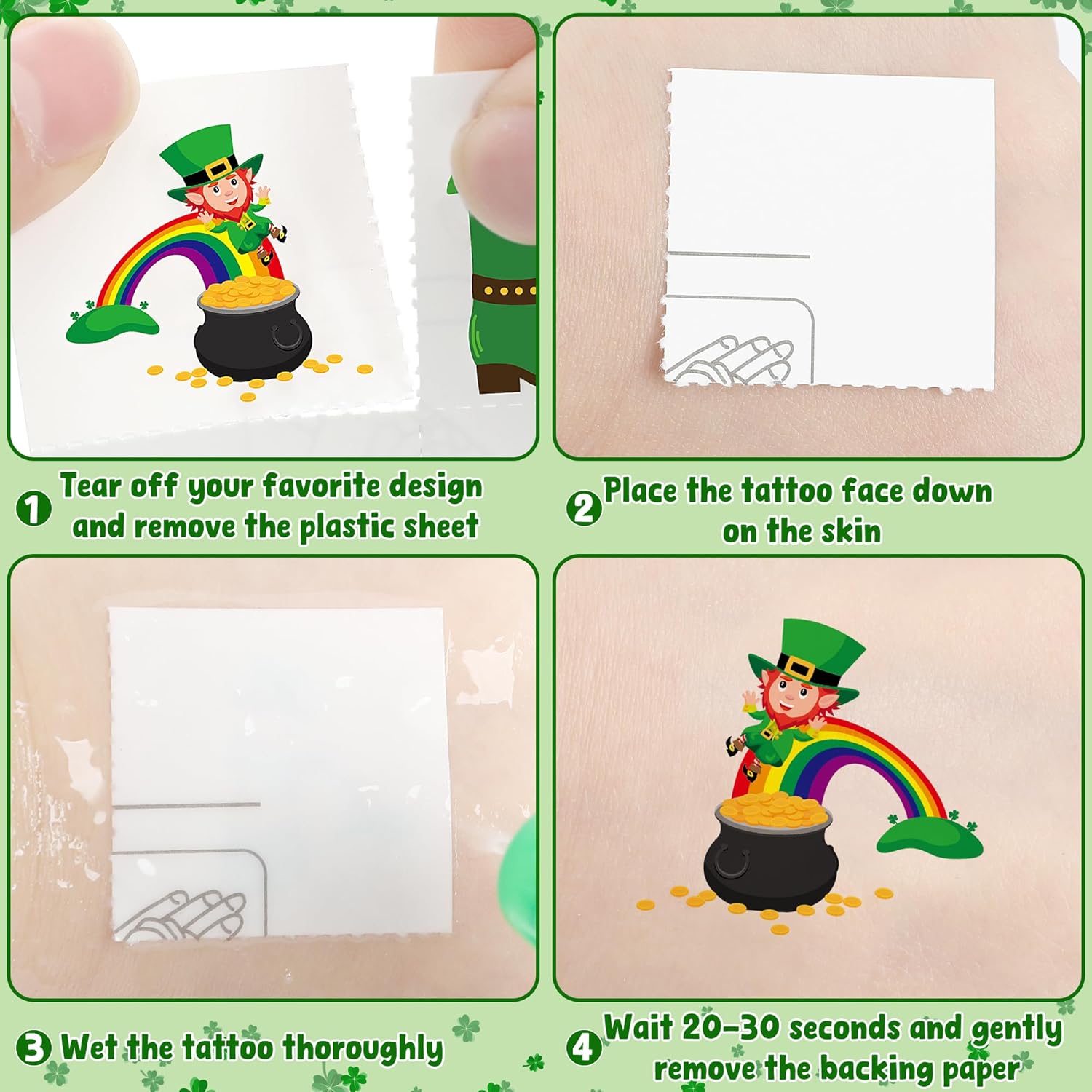 100_PCS_St_Patricks_Day_Tattoos,_Irish_Themed_St_Patricks_Day_Accessories_with_Green_Clover,_St_Patricks_Day_Temporary_Tattoos_for_St_Patricks_Day_Party_Favors_Decorations_Parade