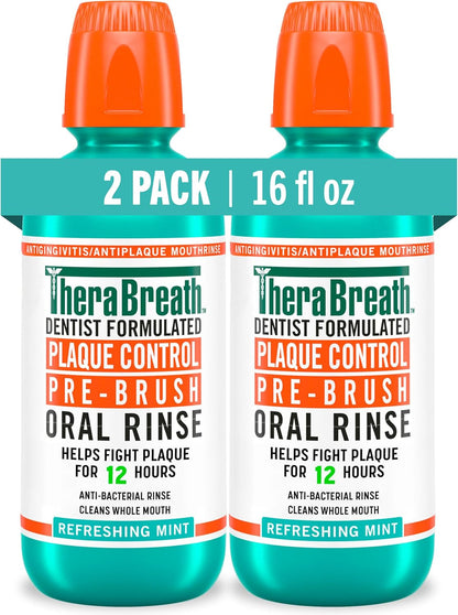 TheraBreath_Plaque_Control_Pre-Brush_Oral_Rinse,_Refreshing_Mint_Flavor,_Antigingivitis_and_Antiplaque_Rinse,_Dentist_Formulated,_Alcohol_Free,_16_Fl_Oz_(Pack_of_2)