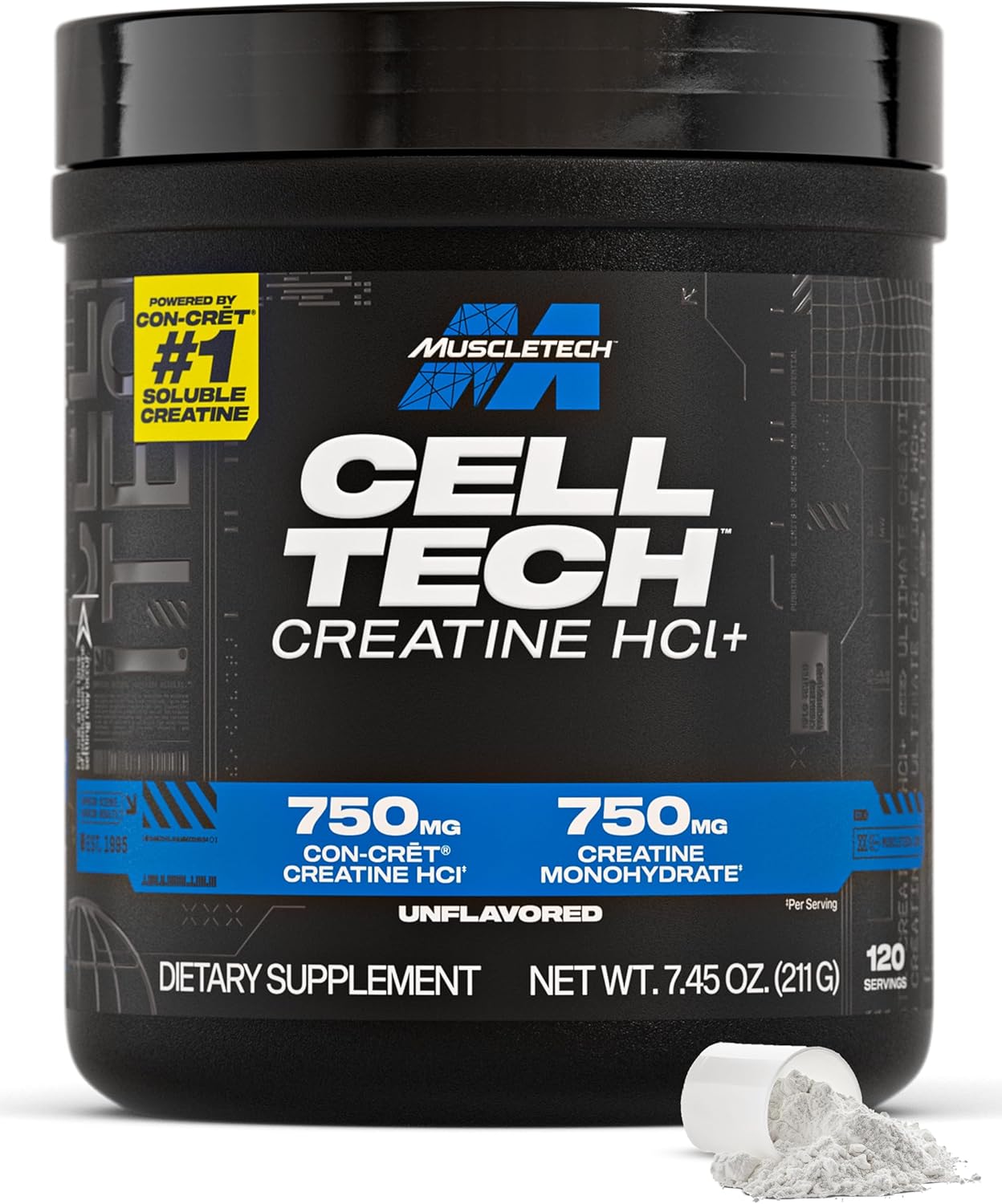 MuscleTech_Cell-Tech_Creactor_Creatine_HCl_Powder,_Post_Workout_Muscle_Builder_for_Men_&_Women,_Creatine_Hydrochloride_+_Free-Acid,_Unflavored_(120_Servings),_7.45_oz