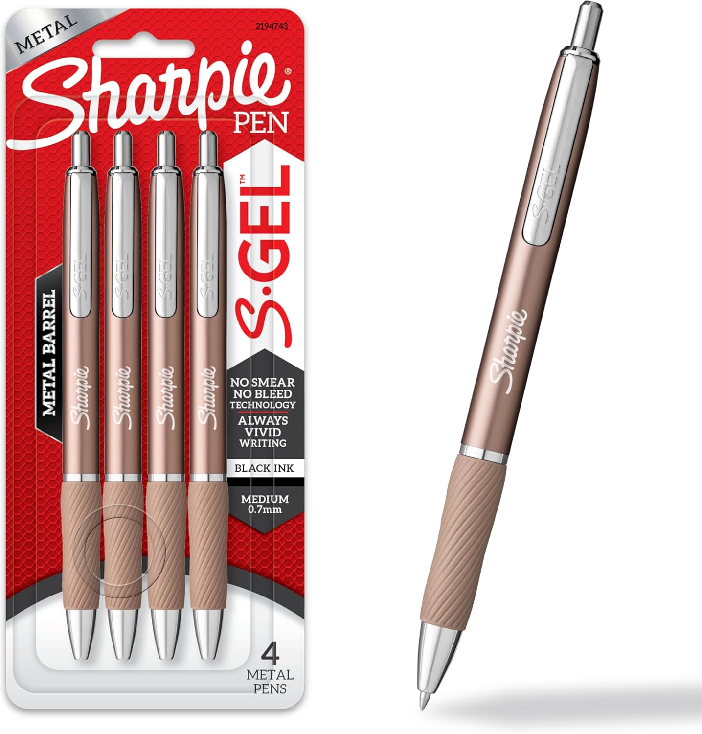 Sharpie_S-Gel_Gel_Pens_Sleek_Metal_Barrel_Champagne_Medium_Point_(0.7mm)_Black_Ink_4_Count