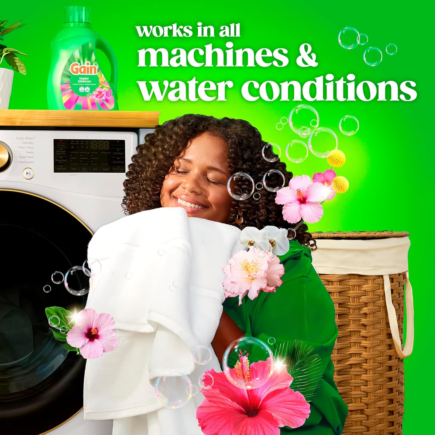 Gain_Liquid_Laundry_Detergent,_With_Odor_Defense,_Happy_Hibiscus_Scent,_Laundry_Soap_For_HE_Washing_Machines,_132_fl_oz,_100_Loads_(Packaging_May_Vary)