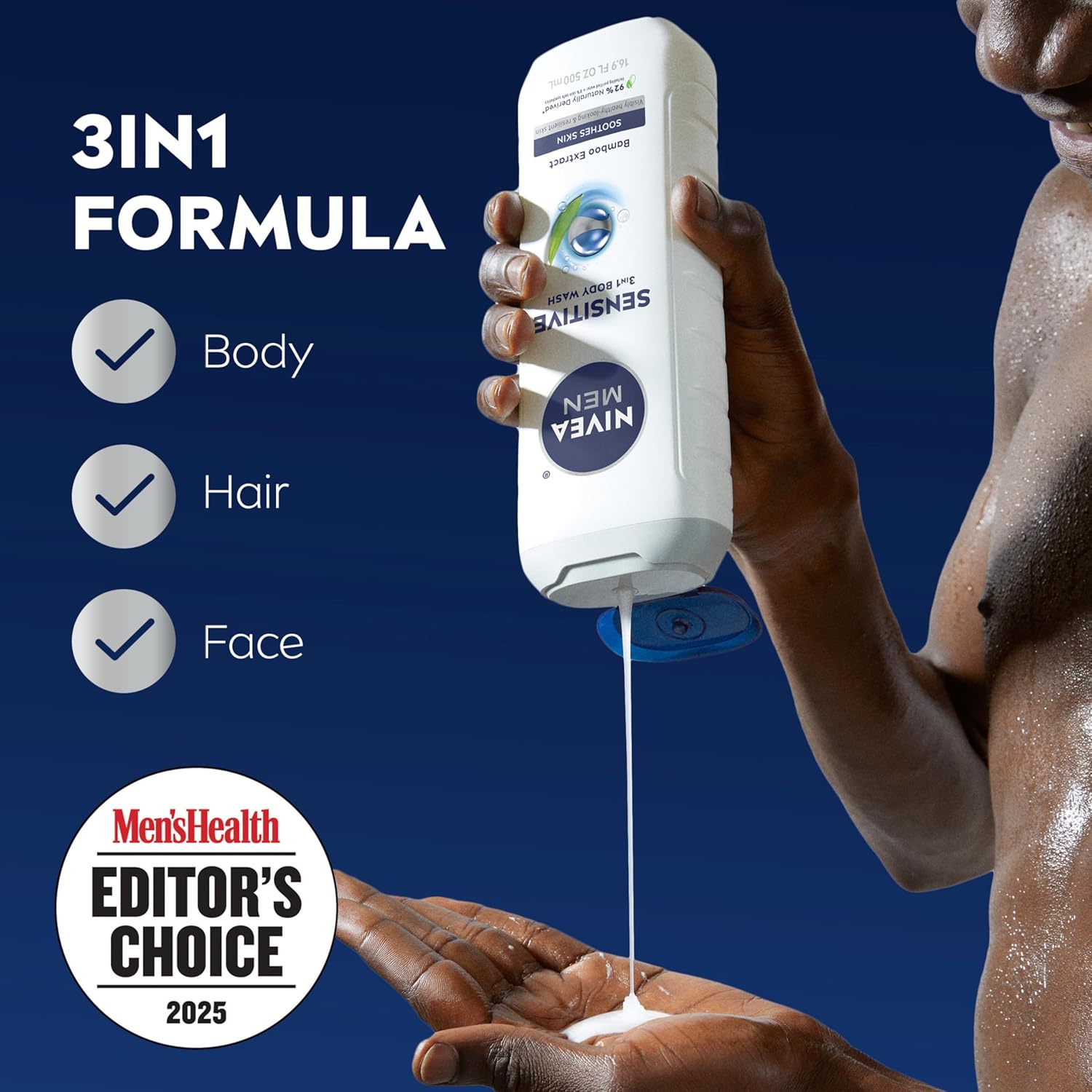 NIVEA_MEN_Sensitive_Body_Wash_with_Bamboo_Extract,_Moisturizing_Body_Wash_for_Sensitive_Skin,_Soap_Free_Shower_Gel_for_Men_with_No_Drying_Alcohol,_16.9_Fl_Oz_Bottle,_Pack_of_3