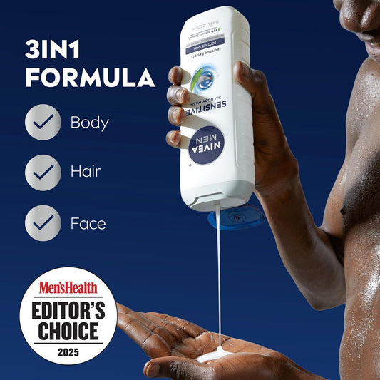 NIVEA_MEN_Sensitive_Body_Wash_with_Bamboo_Extract,_Moisturizing_Body_Wash_for_Sensitive_Skin,_Soap_Free_Shower_Gel_for_Men_with_No_Drying_Alcohol,_16.9_Fl_Oz_Bottle,_Pack_of_3