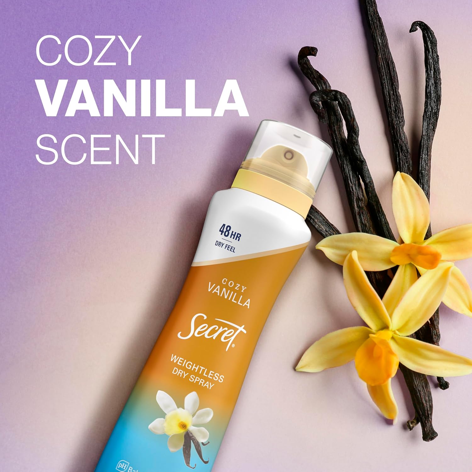 Secret_Dry_Spray_Antiperspirant_Deodorant_for_Women,_48hr_Weightless_Sweat_&_Odor_Protection,_Gentle_on_Skin,_Cozy_Vanilla_Scent,_4.1_oz_(Pack_of_3)