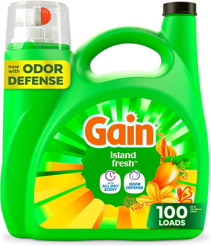 Gain_Liquid_Laundry_Detergent_with_Odor_Defense,_Island_Fresh_Scent,_Laundry_Soap_For_HE_Washing_Machines,_154_fl_oz,_107_Loads_(Packaging_May_Vary)