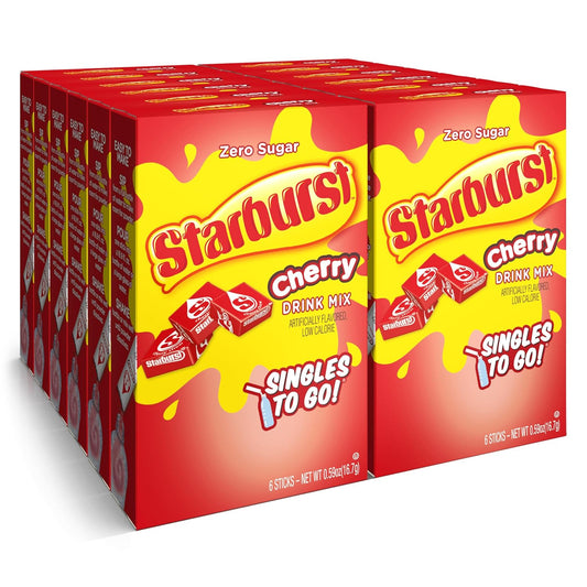 Starburst_Singles_To_Go_Powdered_Drink_Mix_&_Just_Add_Water_-12_Boxes_with_6_Packets_Each_72_Total_Servings_(Sugar_Free),_Cherry,_7.08_Oz