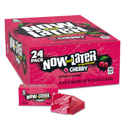 Now &amp;amp; Later Candy, Cherry Flavor, 0.93 Ounce Bars (Pack of 24)