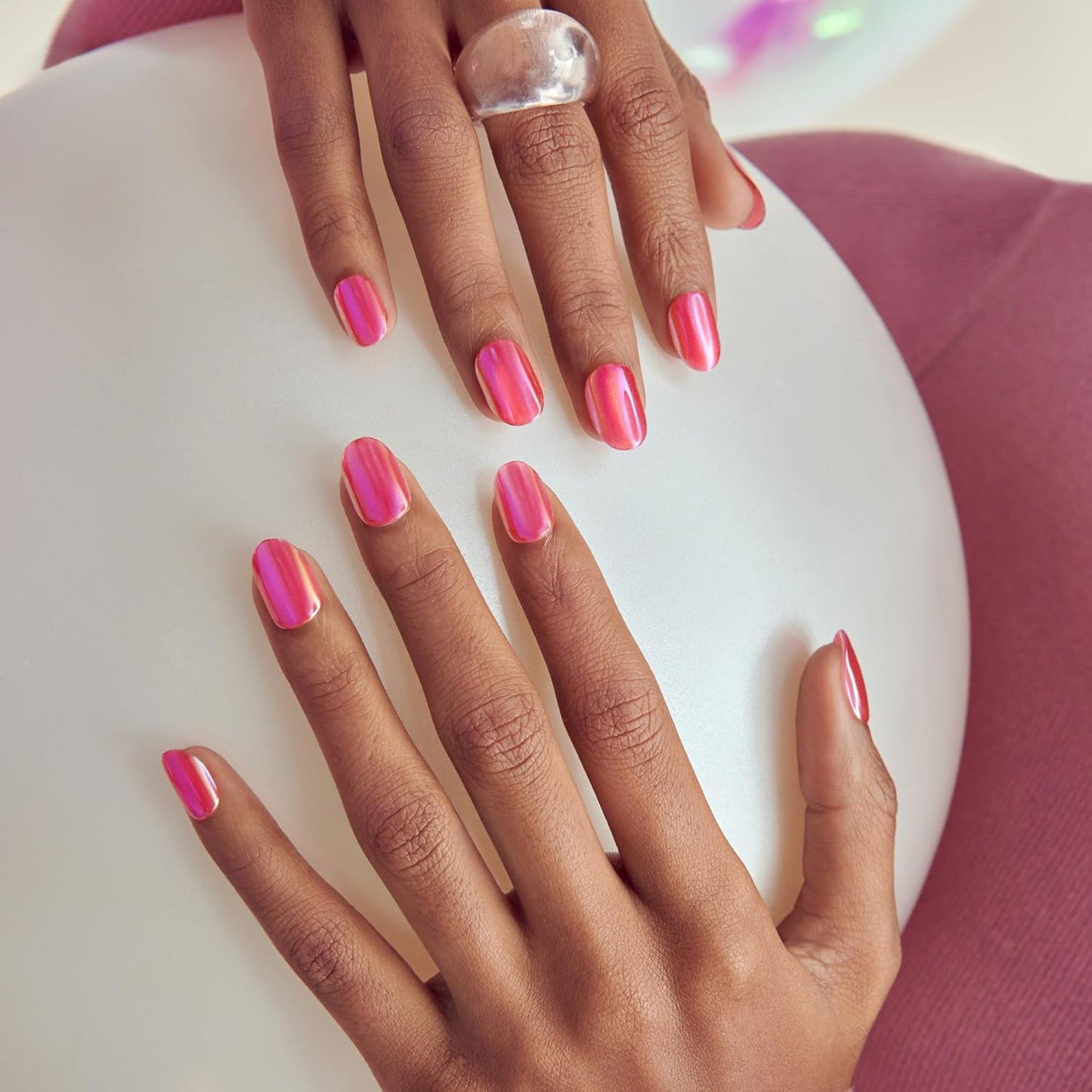 KISS_colorFX_by_imPRESS_Press_On_Nails_,_‘Floating’,_Solid_Red_with_Pearlescent_Finish,_Short_Oval,_IMPROVED_adhesive,_Includes_30_Fake_Nails,_Prep_Pad,_1_Manicure_Stick,_1_Mini_Nail_File