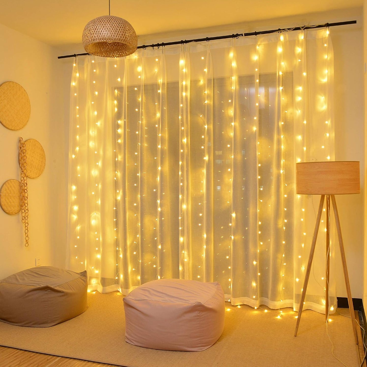 YEOLEH_String_Lights_Curtain,7.9_x_5.9Ft_144LEDs_USB_Powered_Fairy_Lights_for_Bedroom_Wall_Decor,8_Modes_&_IP64_Waterproof_Ideal_for_Outdoor_Indoor_Home_Garden_Party_Holiday_Halloween_Room,Warm_White