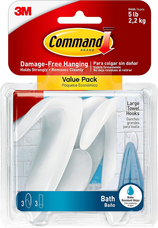 Command_Bath_Large_Towel_Hook_Value_Pack,_Clear_Frosted,_3-Large_Hooks,_3-Water-Resistant_Strips,_Organize_Damage-Free