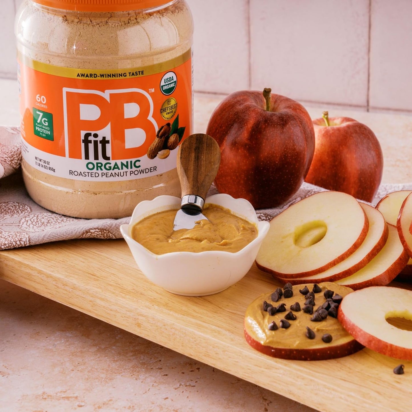 PBfit_30_Ounce_Organic_Peanut_Butter_Powder,_Powdered_Peanut_Spread_from_Real_Roasted_Pressed_Peanuts,_7g_of_Protein_7%_DV,_Gluten-Free,_60_calories,_87%_less_fat_(Pack_of_1)