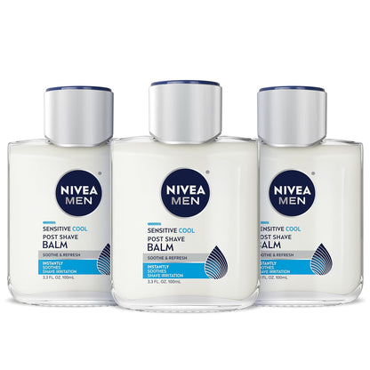 NIVEA_MEN_Sensitive_Cool_Post_Shave_Balm,_Enriched_with_Chamomile_and_Seaweed_Extracts,_Alcohol_Free_After_Shave_Balm_for_Men,_3.3_Fl_Oz_Bottle,_Pack_of_3