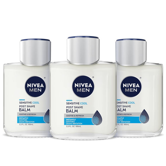 NIVEA_MEN_Sensitive_Cool_Post_Shave_Balm,_Enriched_with_Chamomile_and_Seaweed_Extracts,_Alcohol_Free_After_Shave_Balm_for_Men,_3.3_Fl_Oz_Bottle,_Pack_of_3