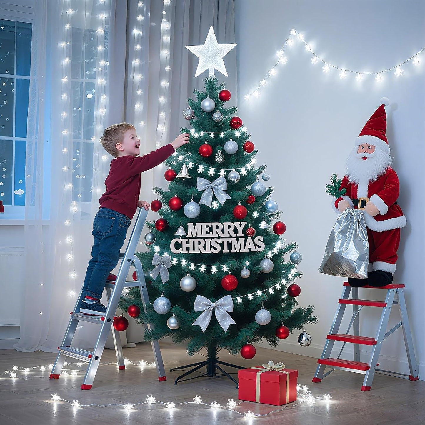 Lakumu_Christmas_Lights_Snowflake,_20FT_40_LED_String_Lights_Battery_Operated,_8_Modes_Timer_Rechargeable_Fairy_Lights_Indoor_for_Bedroom_Room_Party_Home_Xmas_Tree_Decor,_Cool_White