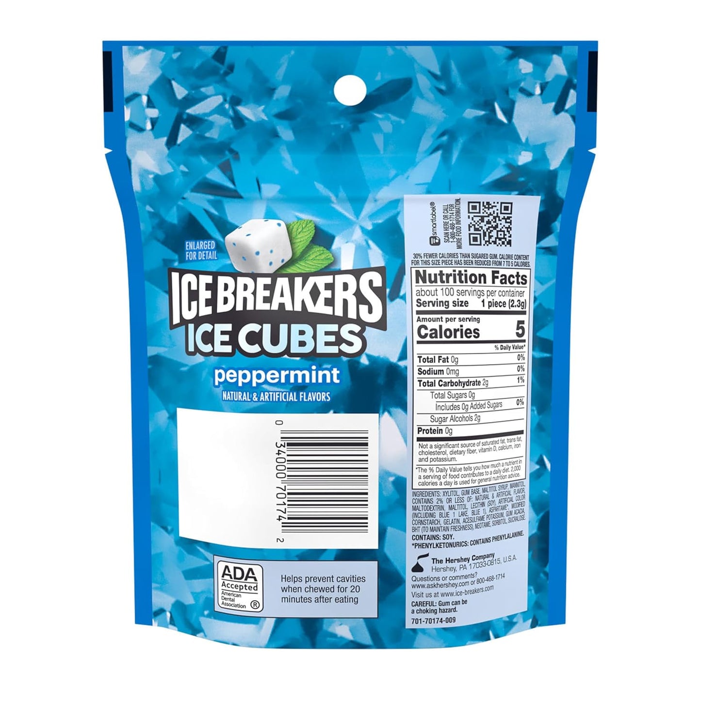 ICE_BREAKERS_Ice_Cubes_Peppermint_Sugar_Free_Chewing_Gum_Pouch,_8.11_oz_(100_Pieces)