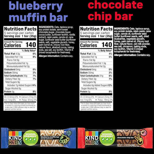KIND_Kids_School_Friendly_Blueberry_Muffin_and_Chocolate_Chip_Oat_Bars_Variety_Pack,_Tree_Nut_and_Peanut_Free,_Gluten_Free,_Made_With_Whole_Grain_Oats,_5g_Protein,_10_Count
