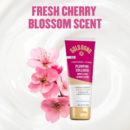 Gold_Bond_Plumping_Collagen_Body_&_Face_Serum_Lotion,_Lightweight_Hydrating_Moisturizer_with_Collagen_Peptide_Complex,_Jojoba_and_Grapeseed_Oils_to_Visibly_Plump_Skin,_Cherry_Blossom_Scent,_8_oz
